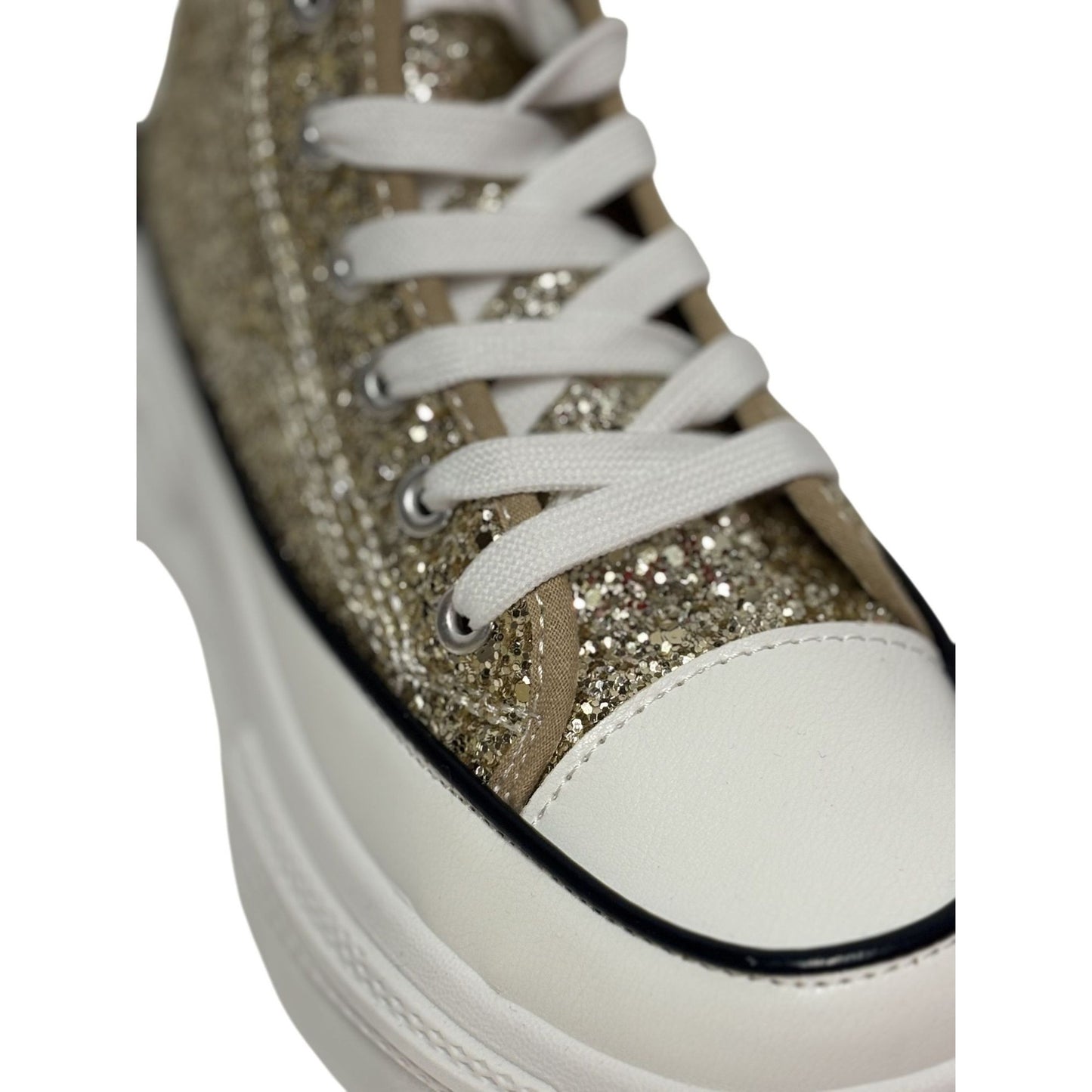 MATA / Rave Nights / Glitter High-Top / Platform / Sneakers / Gold & White / Size 7