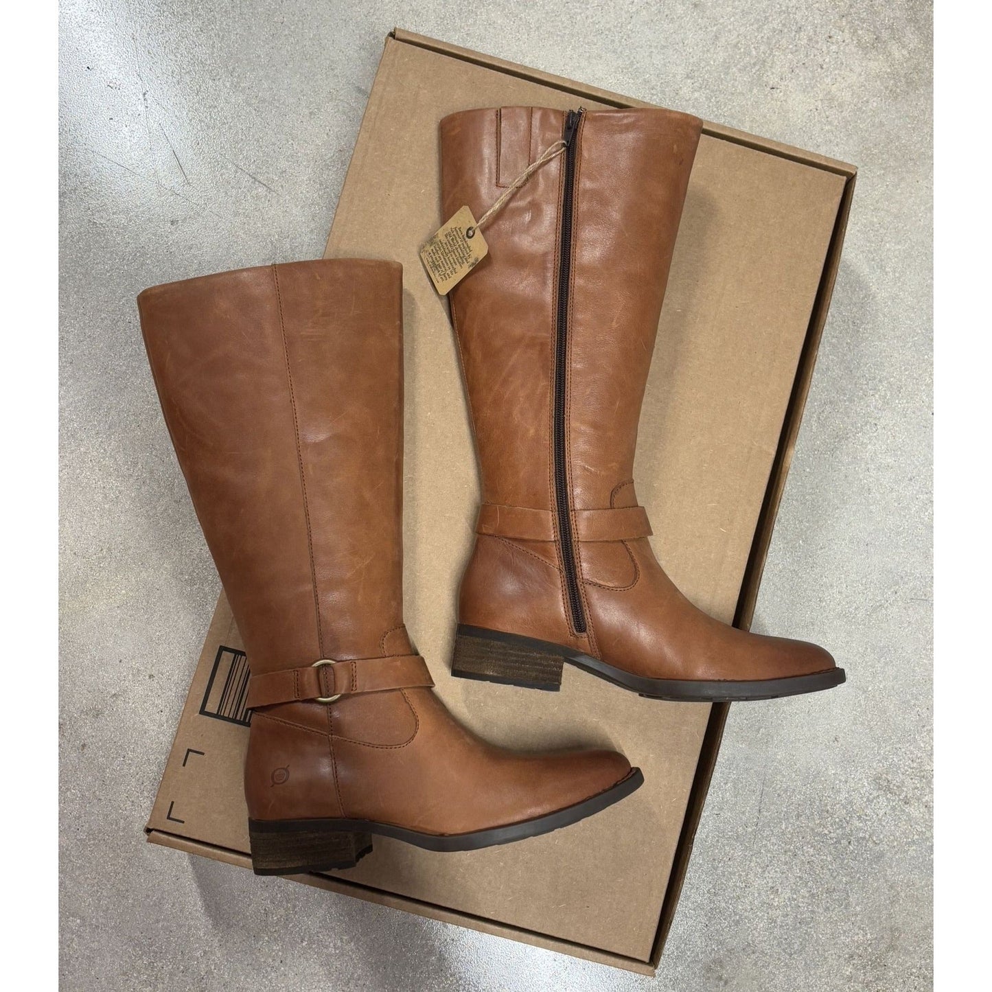 BORN / Saddler / Brown / Handcrafted / Leather / Knee-High / Riding / Boots With Side Zipper & Low / Heel / Size 8.5 SHOES BY FLOR
