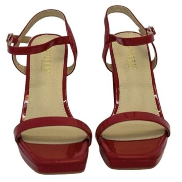 KAYLEEN / Nahlah-7 / Red Patent / Leather / Block Heel / Sandals With Ankle Strap & Platform For Women SHOES BY FLOR