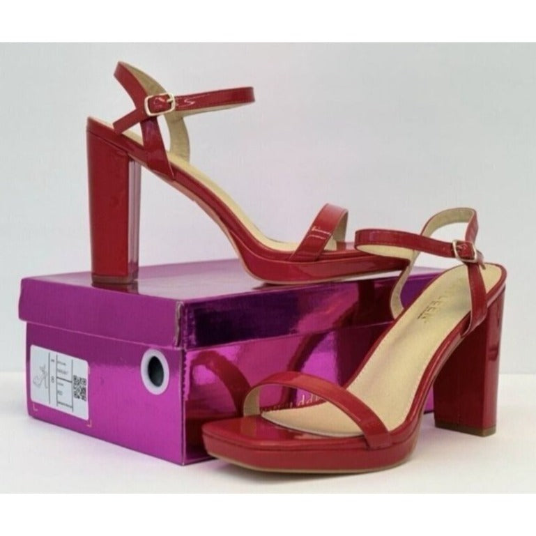 KAYLEEN / Nahlah-7 / Red Patent / Leather / Block Heel / Sandals With Ankle Strap & Platform For Women SHOES BY FLOR