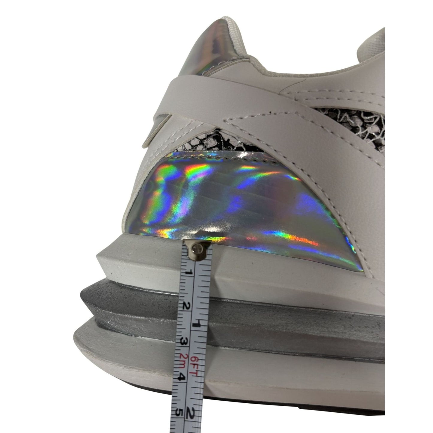 UNILADY / Franky-2 / Sneaker / Reflective & Snakeskin / Pattern Chunky Sneakers / With Silver Accents