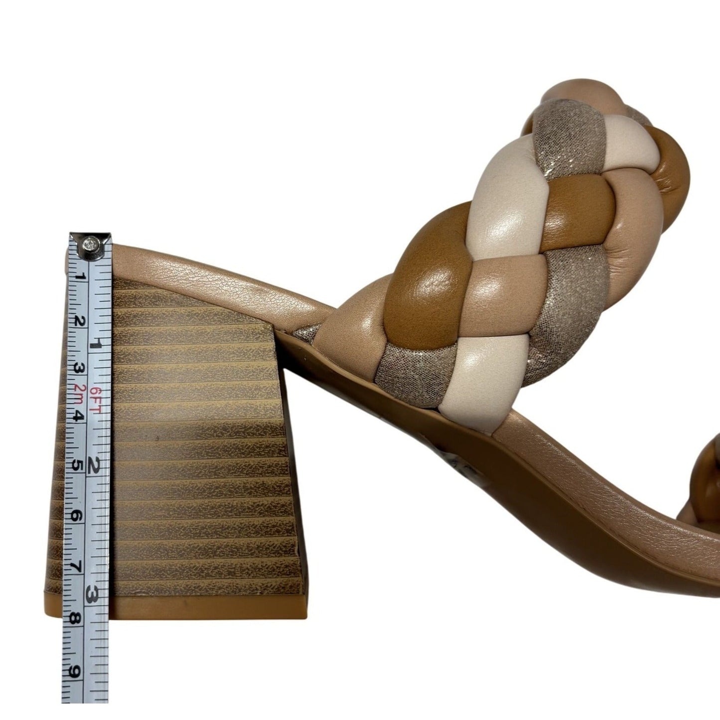 SODA / Buggy-S / Braided / Block Heel / Sandals With Square / Toe & Multi-Tone / Straps / Size 10 SHOES BY FLOR