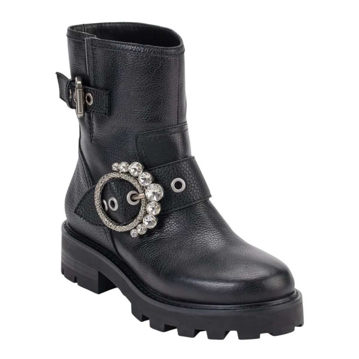 KARL LAGERFELD / Marceau / Black / Lug-Sole / Combat Boot / With Crystal Detail / Size 9M