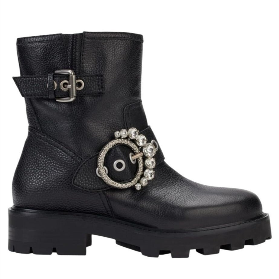 KARL LAGERFELD / Marceau / Black / Lug-Sole / Combat Boot / With Crystal Detail / Size 9M