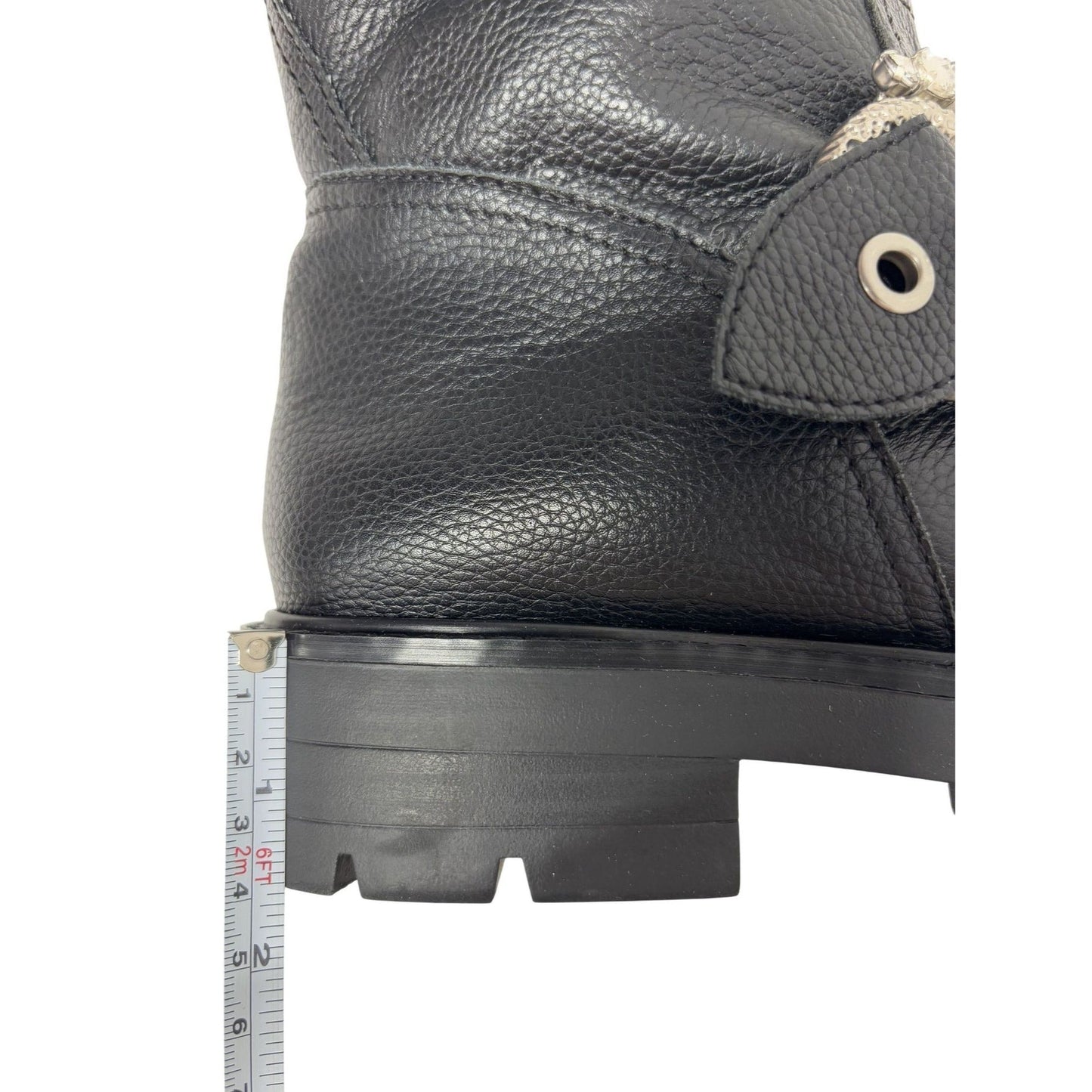 KARL LAGERFELD / Marceau / Black / Lug-Sole / Combat Boot / With Crystal Detail / Size 9M SHOES BY FLOR