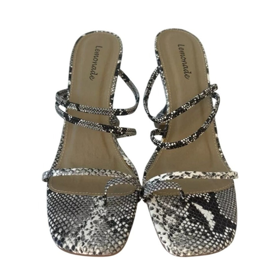 LEMONADE / Vanity / Snake Print / Strappy / Heeled Sandals 3.5" / Heel Elegant/ Statement Shoes / Size 10 SHOES BY FLOR