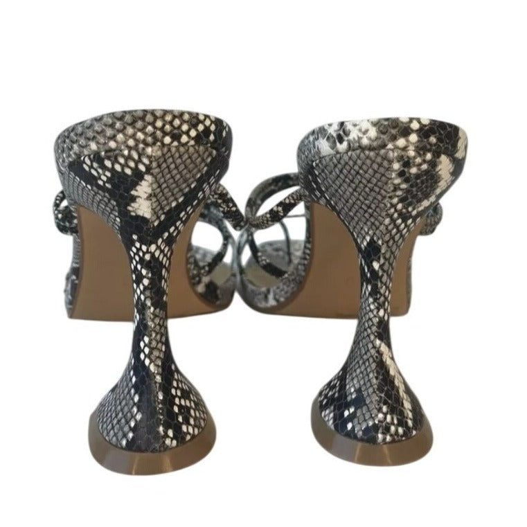LEMONADE / Vanity / Snake Print / Strappy / Heeled Sandals 3.5" / Heel Elegant/ Statement Shoes / Size 10 SHOES BY FLOR