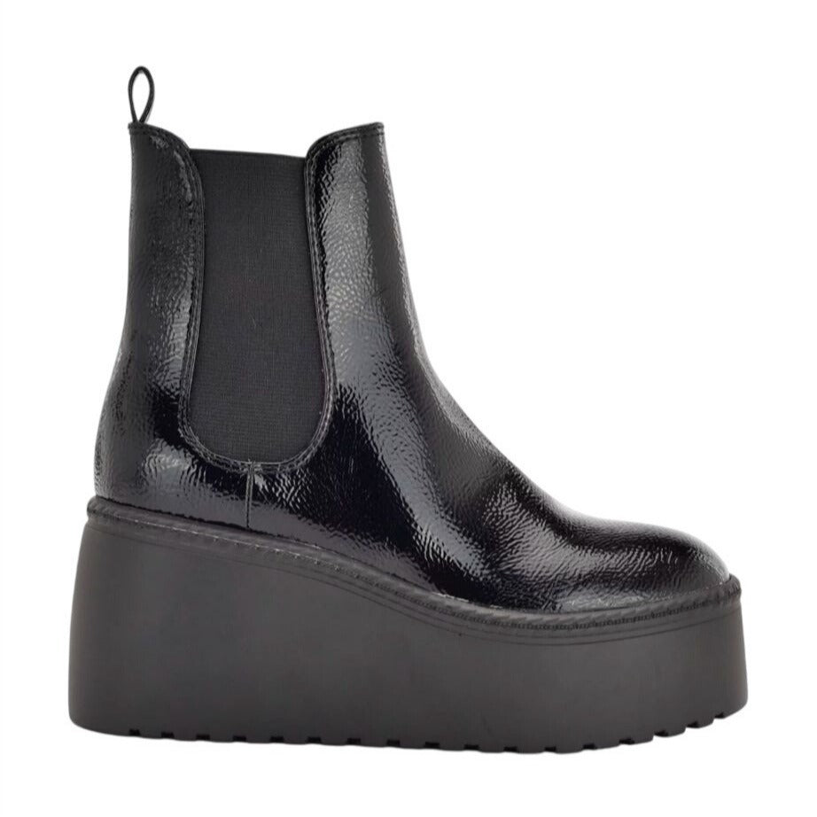 NINE WEST / Henrita-3 / Black Patent / Faux Leather / Platform/ Booties / Size 10M SHOES BY FLOR