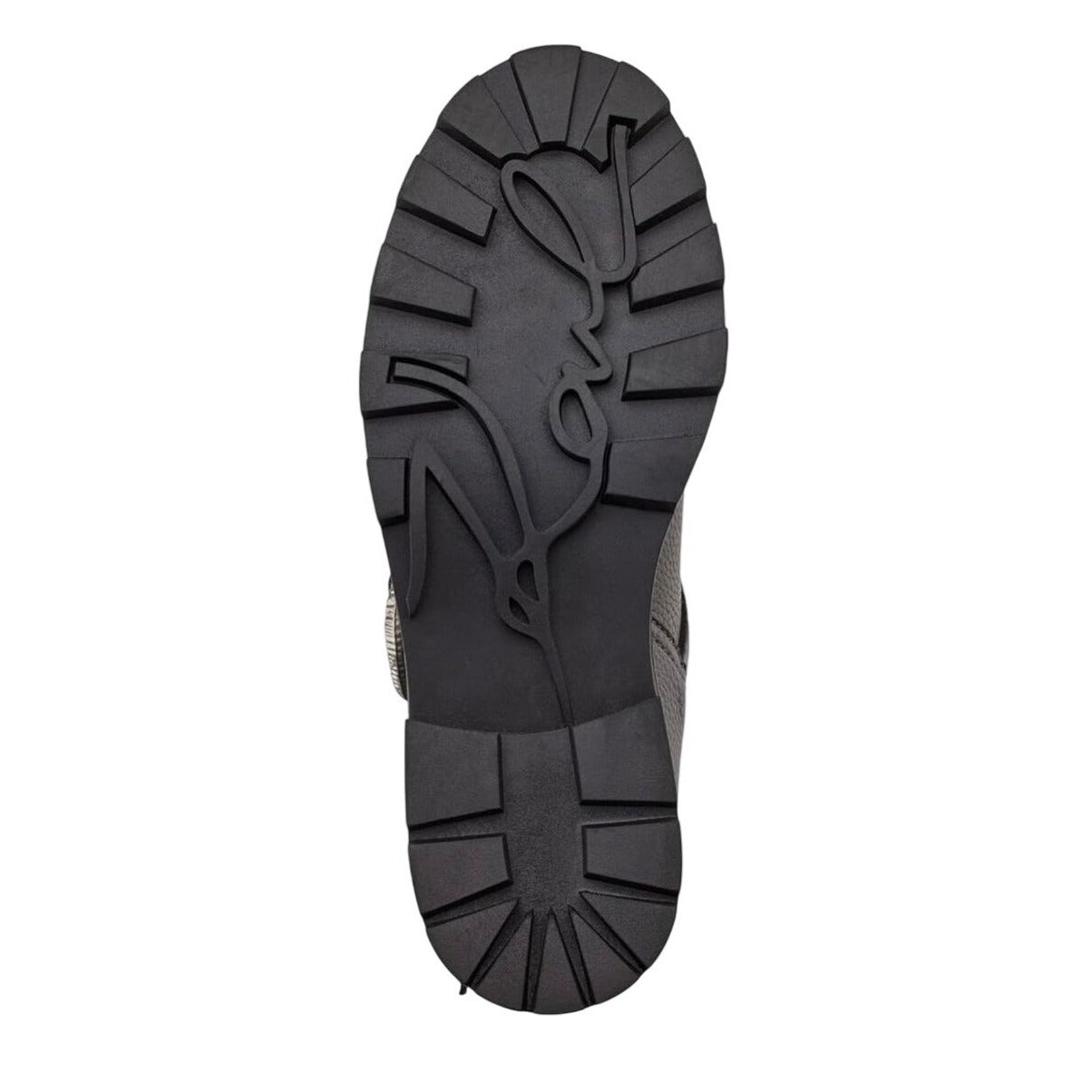 KARL LAGERFELD / Marceau / Grey / Leather Lug-Sole / Combat Boot / With Crystal Detail