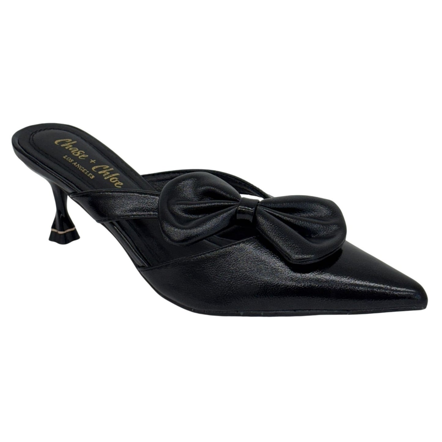 CHASE + CHLOE / Idra-3 / Womens Pointed Toe Kitten / Mules With Bow Black / Size 9