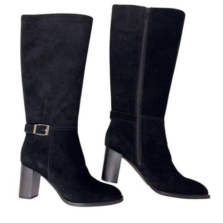 GIANI BERNINI / Lennoxxl /Black / Suede / Mid-Calf Boots / Size 8.5M / Block Heel & Side Zipper Closure SHOES BY FLOR