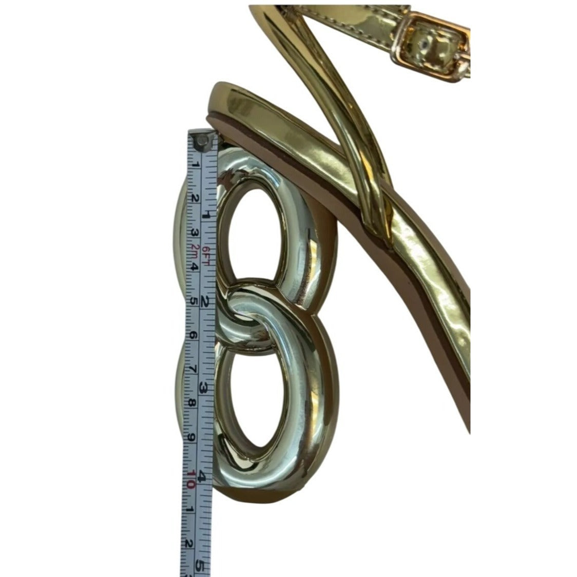 LILIANA / Duet-2 /Gold Metallic / Heeled Sandals / With Unique Number 8 / Heel Design & Ankle Strap SHOES BY FLOR