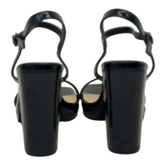 KAYLEEN / Nahlah-7 / Black Patent / Leather/ High Block Heel / Sandals / With Ankle Strap & Buckle Closure