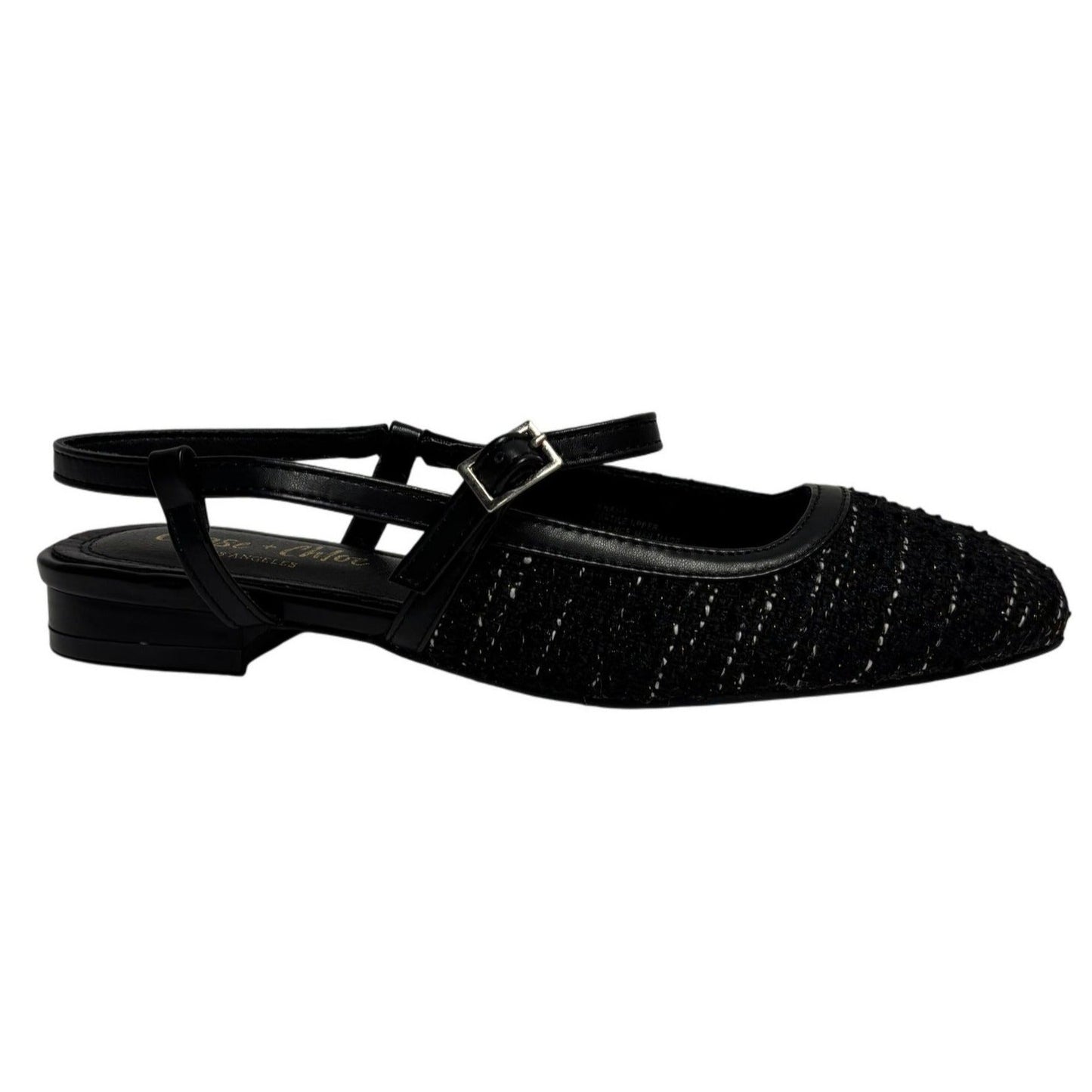 CHASE + CHLOE / Enki-1 / Black / Glitter/ Slingback Flats SHOES BY FLOR