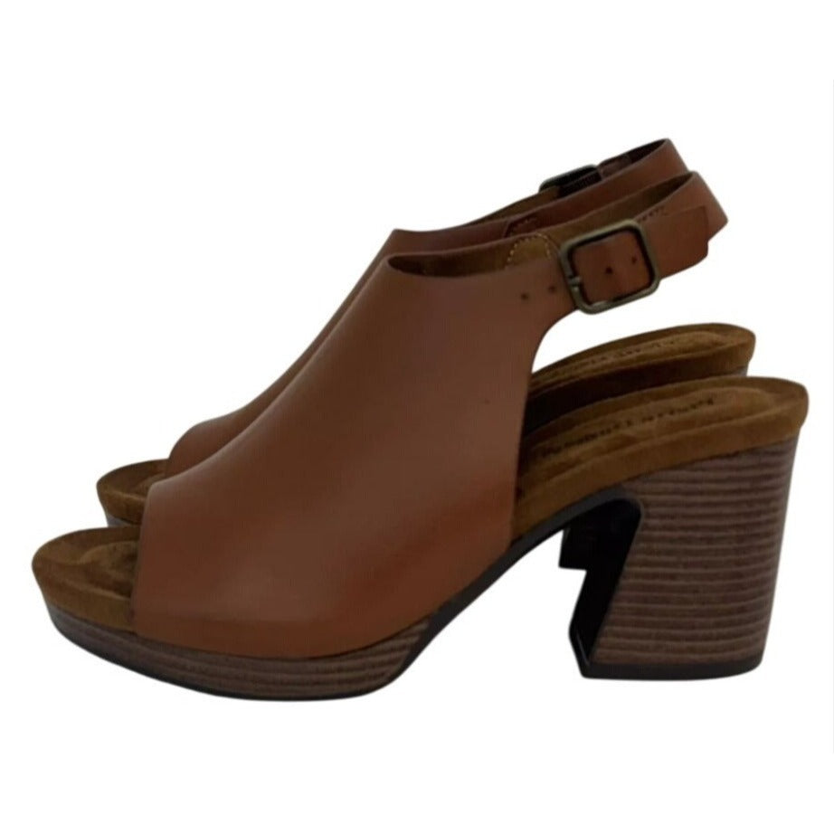PIERRE DUMAS / Morgen-7 / Brown / Leather / Open-Toe / Platform / Sandals With Adjustable / Strap & Chunky/ Heel By Crown Vintage SHOES BY FLOR