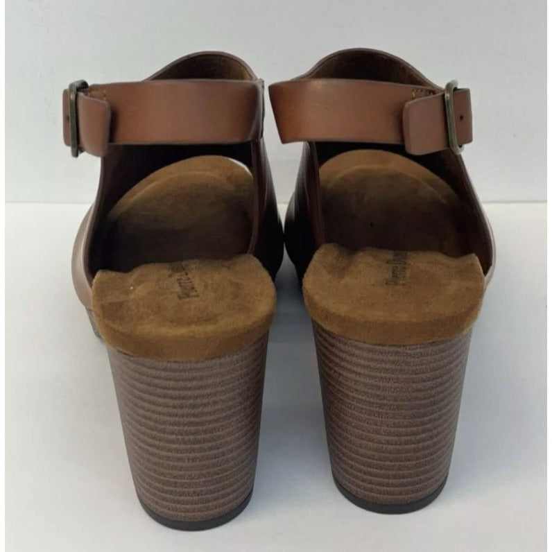 PIERRE DUMAS / Morgen-7 / Brown / Leather / Open-Toe / Platform / Sandals With Adjustable / Strap & Chunky/ Heel By Crown Vintage SHOES BY FLOR