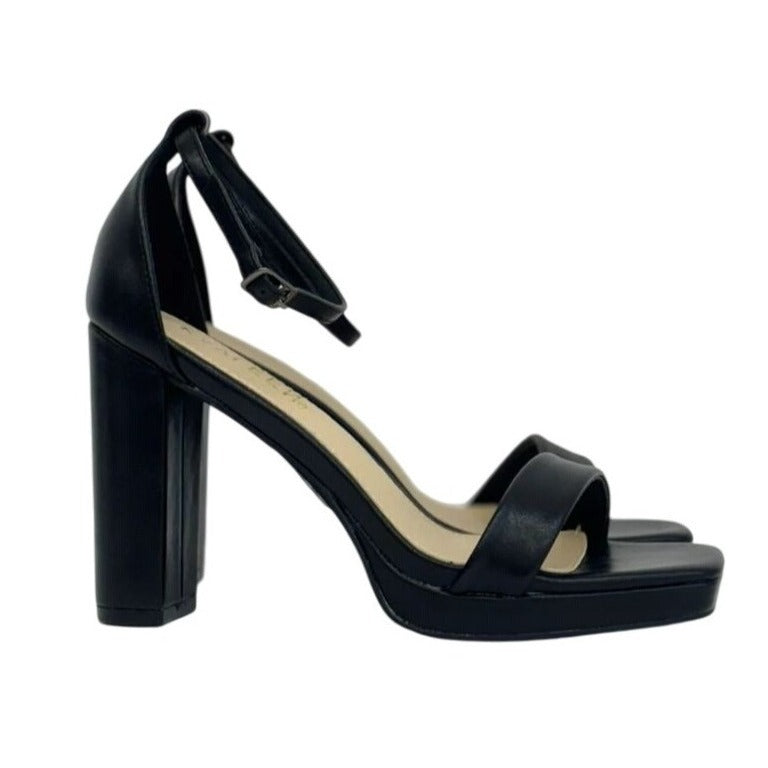 KAYLEEN / Nahlah-5 / Black / Platform / Chunky / Block Heels / With Ankle / Strap Buckle Closure SHOES BY FLOR