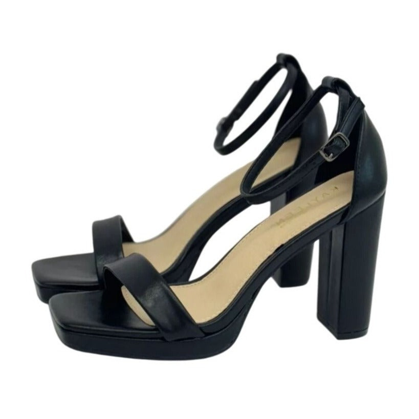 KAYLEEN / Nahlah-5 / Black / Platform / Chunky / Block Heels / With Ankle / Strap Buckle Closure SHOES BY FLOR