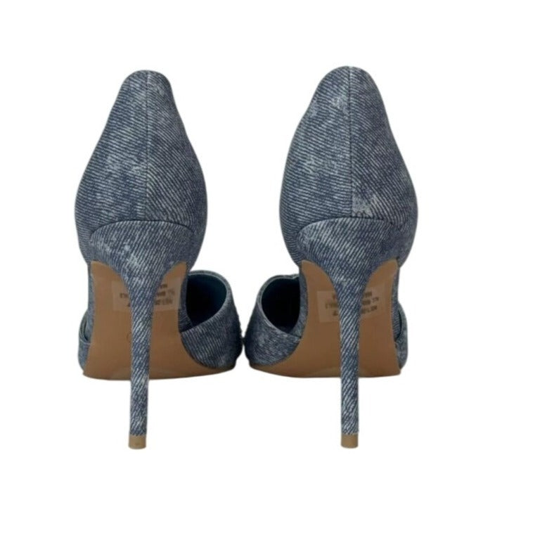 KAYLEEN / Net-26 / Blue Deni / Rhinestone / Pointed-Toe Pumps / With High Stiletto Heel SHOES BY FLOR