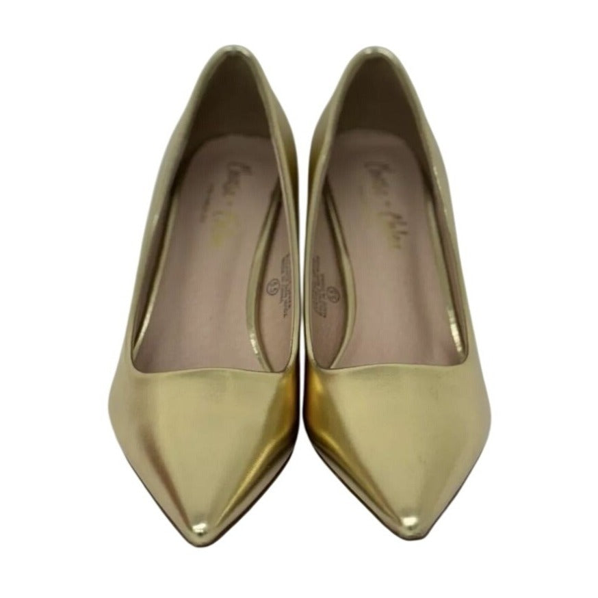 CHASE+CHLOE/ Julian-1/ Gold Metallic / Pointed-Toe Heels With 3-Inch Stiletto Size 5.5 SHOES BY FLOR