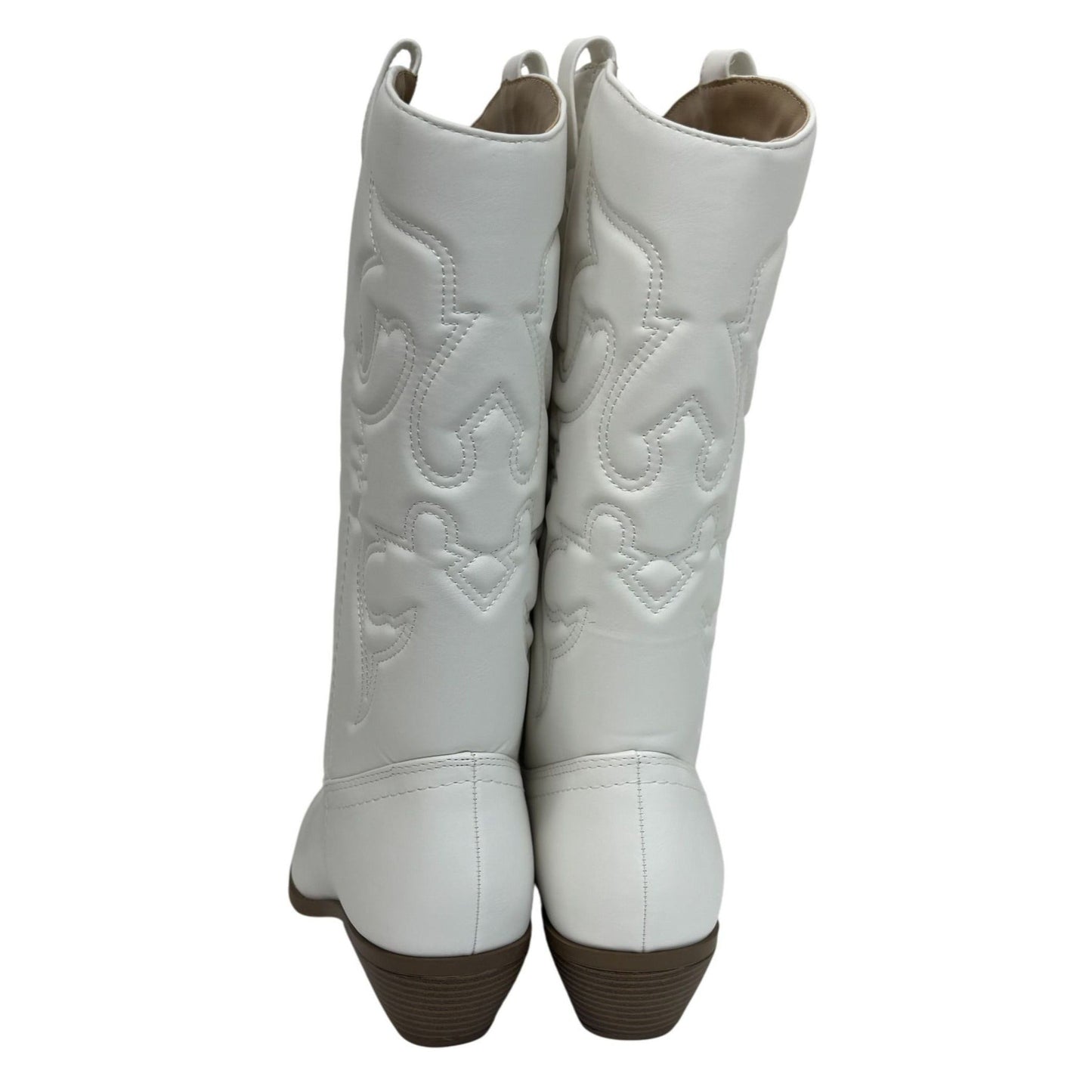 SODA / Reno / White / Embroidered / Western Cowgirl Boots / With Low Block Heel & Pointed Toe SHOES BY FLOR