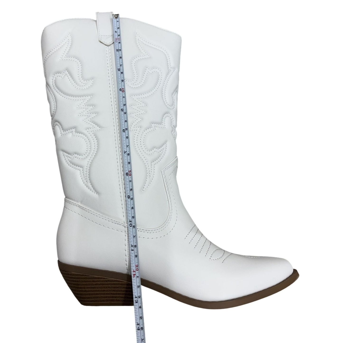 SODA / Reno / White / Embroidered / Western Cowgirl Boots / With Low Block Heel & Pointed Toe SHOES BY FLOR