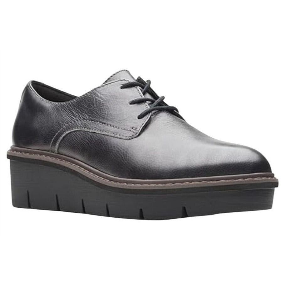 CLARKS / Airabell / Womens / Tye Oxford / Gunmetal / Leather / Size 12 / Platform Shoes