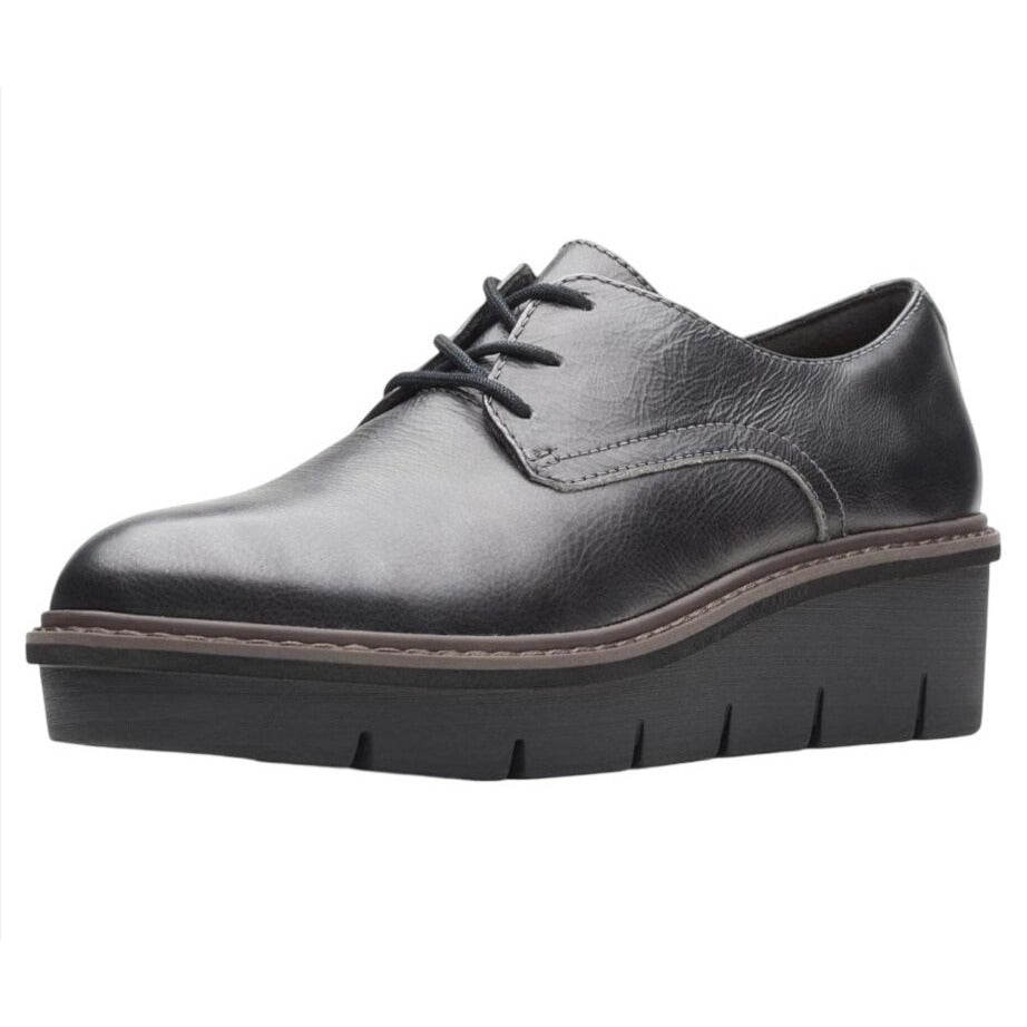 CLARKS / Airabell / Womens / Tye Oxford / Gunmetal / Leather / Size 12 / Platform Shoes