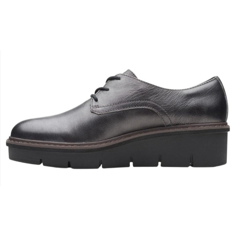 CLARKS / Airabell / Womens / Tye Oxford / Gunmetal / Leather / Size 12 / Platform Shoes