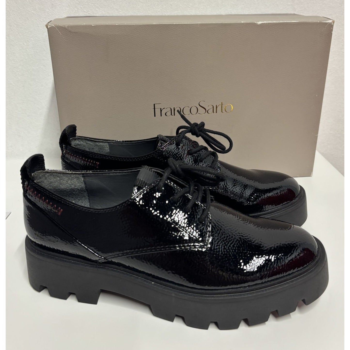FRANCO SARTO / L-Balinlaced / Womens / Black Patent / Leather / Lug / Sole / Oxford Shoes / Memory Foam/ Size 6.5 SHOES BY FLOR