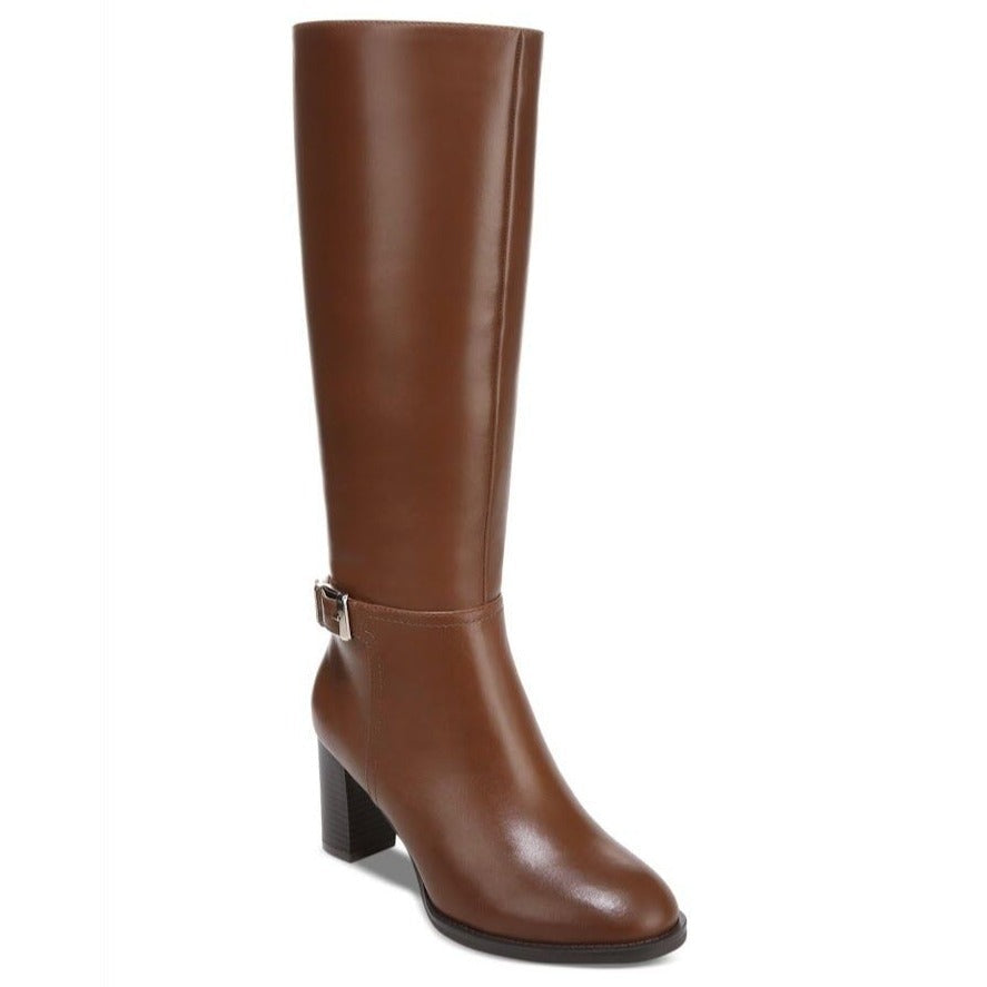 GIANI BERNINI / Lennoxxp / Leather / Tall / Knee-High / Boots / Conac / Size 10M / Buckle & Block Heel SHOES BY FLOR