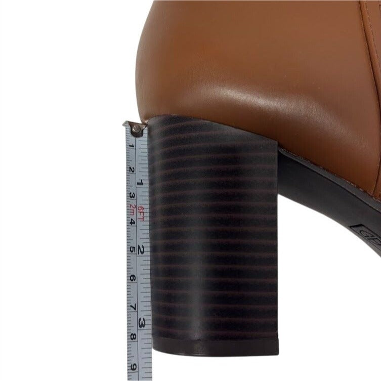 GIANI BERNINI / Lennoxxp / Leather / Tall / Knee-High / Boots / Conac / Size 10M / Buckle & Block Heel SHOES BY FLOR