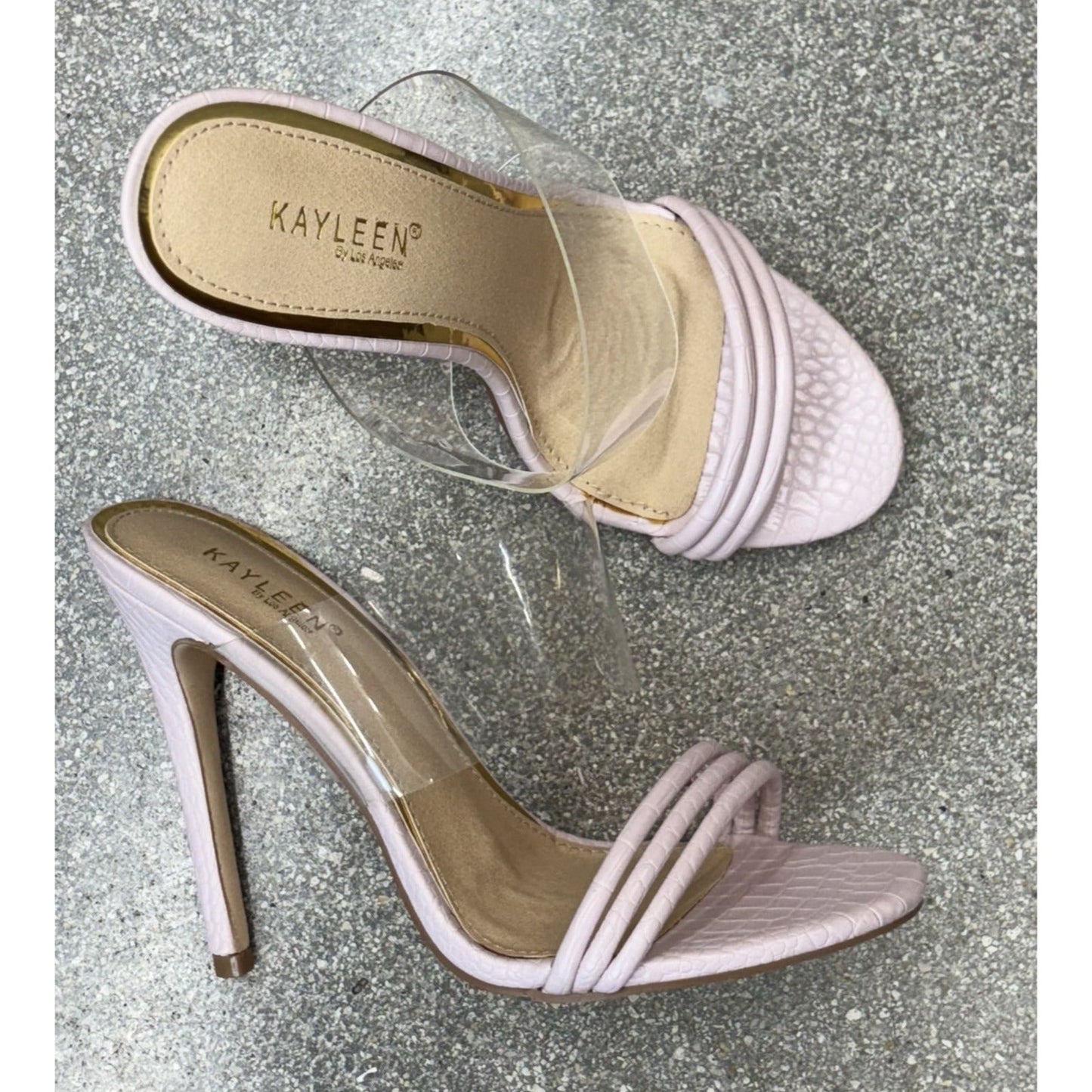 KAYLEEN / Berkley-16 / Pink / High Heeled Sandals With Clear / Strap Detail SHOES BY FLOR