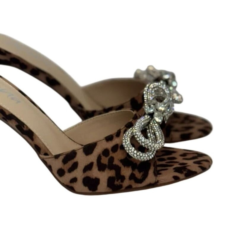 LILIANA / Zaha-4 / Leopard Print / High Heel / Mules / With Rhinestone / Bow Accent / Open Toe / Stiletto SHOES BY FLOR