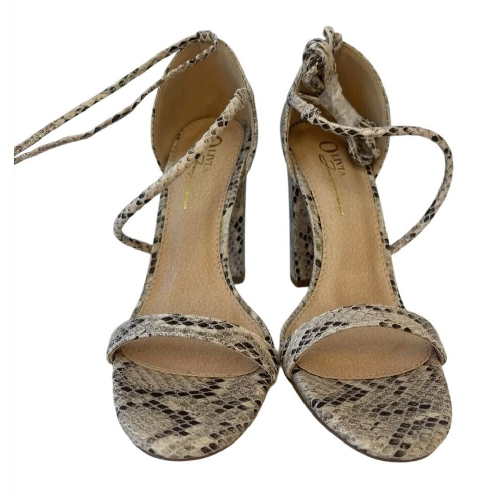 OLIVIA FERGUSON / Snake Laceup / Print / Block Heel / Sandals With Open Toe Design / Size 6.5 SHOES BY FLOR