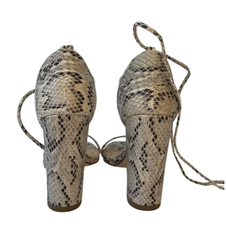 OLIVIA FERGUSON / Snake Laceup / Print / Block Heel / Sandals With Open Toe Design / Size 6.5 SHOES BY FLOR