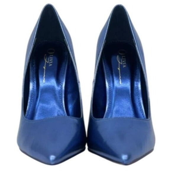 OLIVIA FERGUSON / Royal / Metallic Blue / Pointed-Toe/ Stiletto / Heels Womens / High / Pumps / Elegant Design / Synthetic / Size 8 SHOES BY FLOR