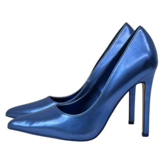 OLIVIA FERGUSON / Royal / Metallic Blue / Pointed-Toe/ Stiletto / Heels Womens / High / Pumps / Elegant Design / Synthetic / Size 8 SHOES BY FLOR