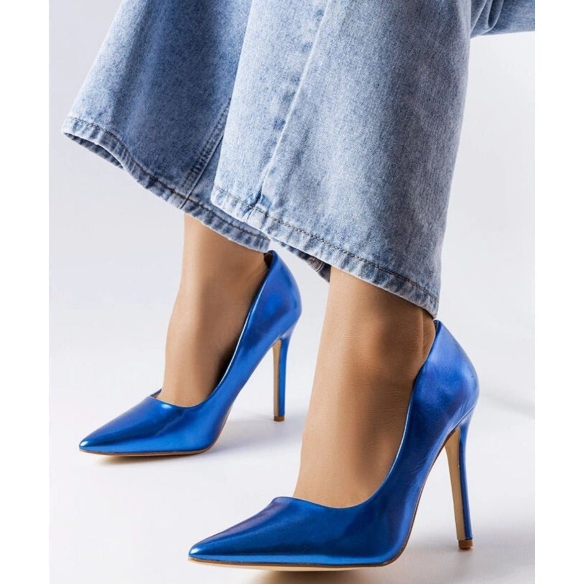 OLIVIA FERGUSON / Royal / Metallic Blue / Pointed-Toe/ Stiletto / Heels Womens / High / Pumps / Elegant Design / Synthetic / Size 8 SHOES BY FLOR