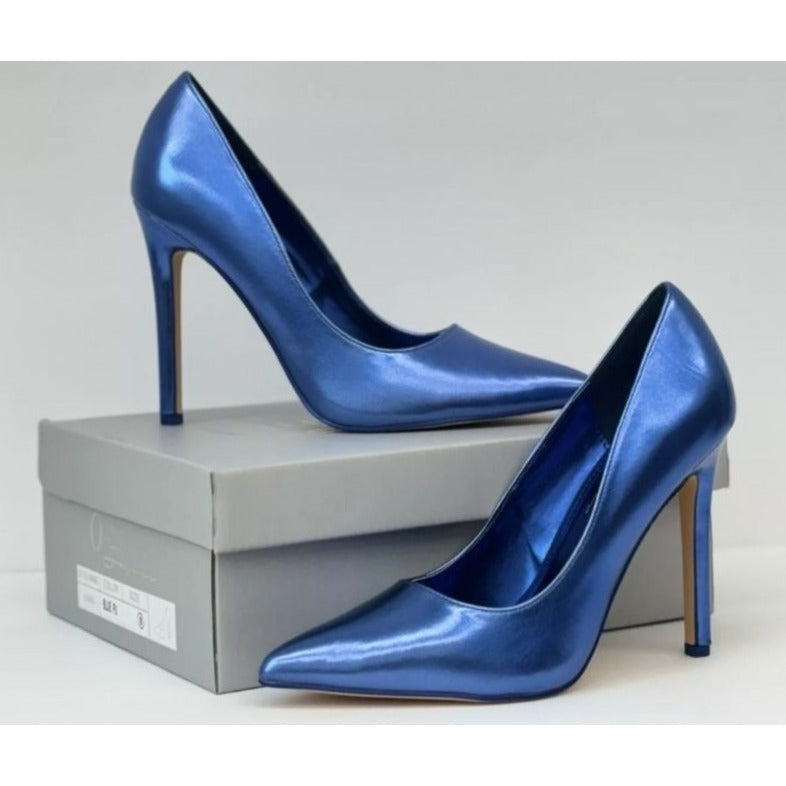 OLIVIA FERGUSON / Royal / Metallic Blue / Pointed-Toe/ Stiletto / Heels Womens / High / Pumps / Elegant Design / Synthetic / Size 8 SHOES BY FLOR