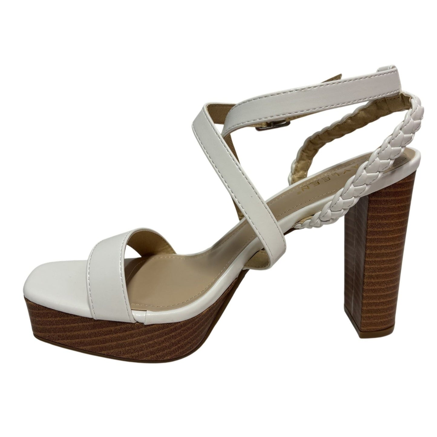 KAYLEEN / Tempest-8 / White / Platform / Block Heel / Sandals / With Braided Strap & Buckle SHOES BY FLOR