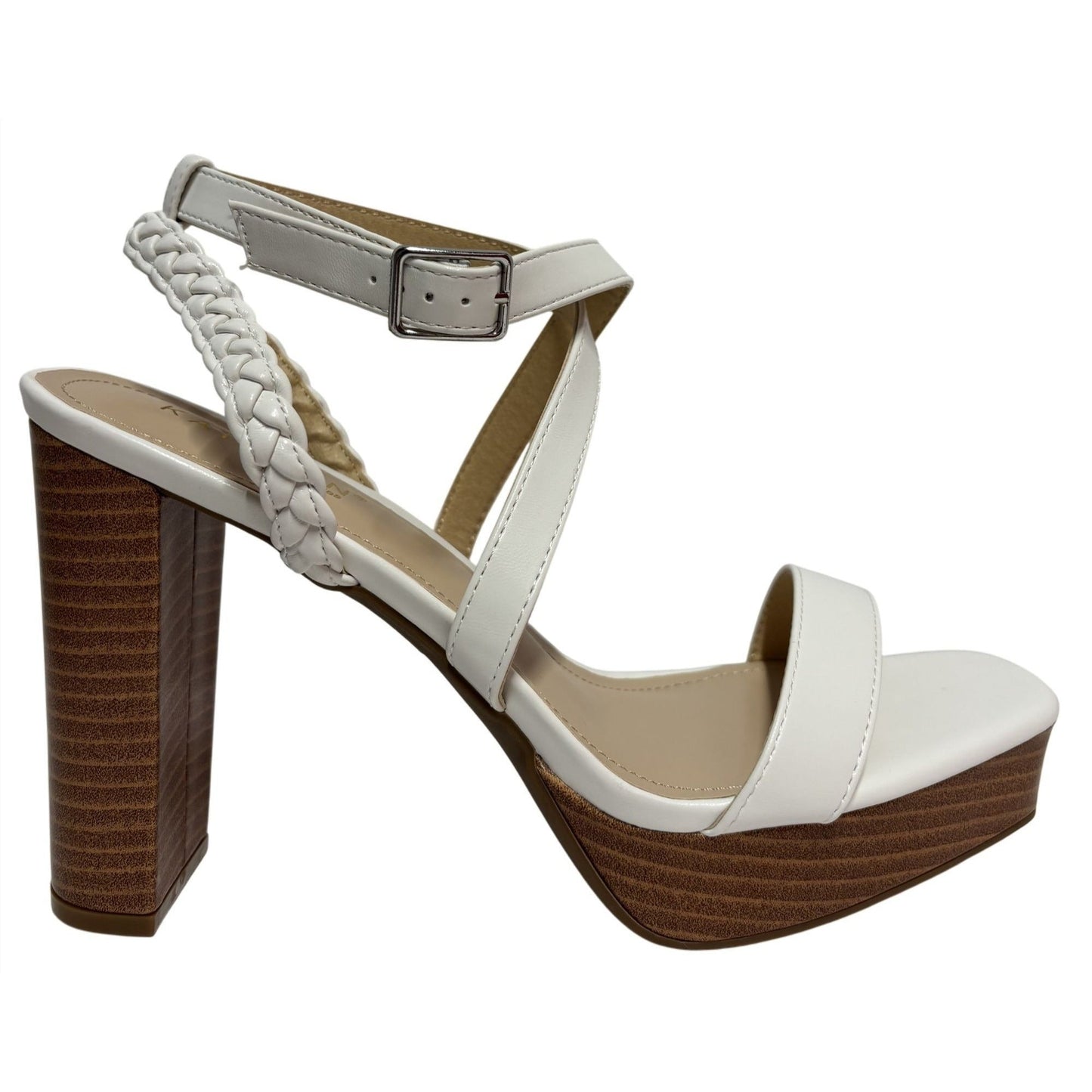 KAYLEEN / Tempest-8 / White / Platform / Block Heel / Sandals / With Braided Strap & Buckle SHOES BY FLOR