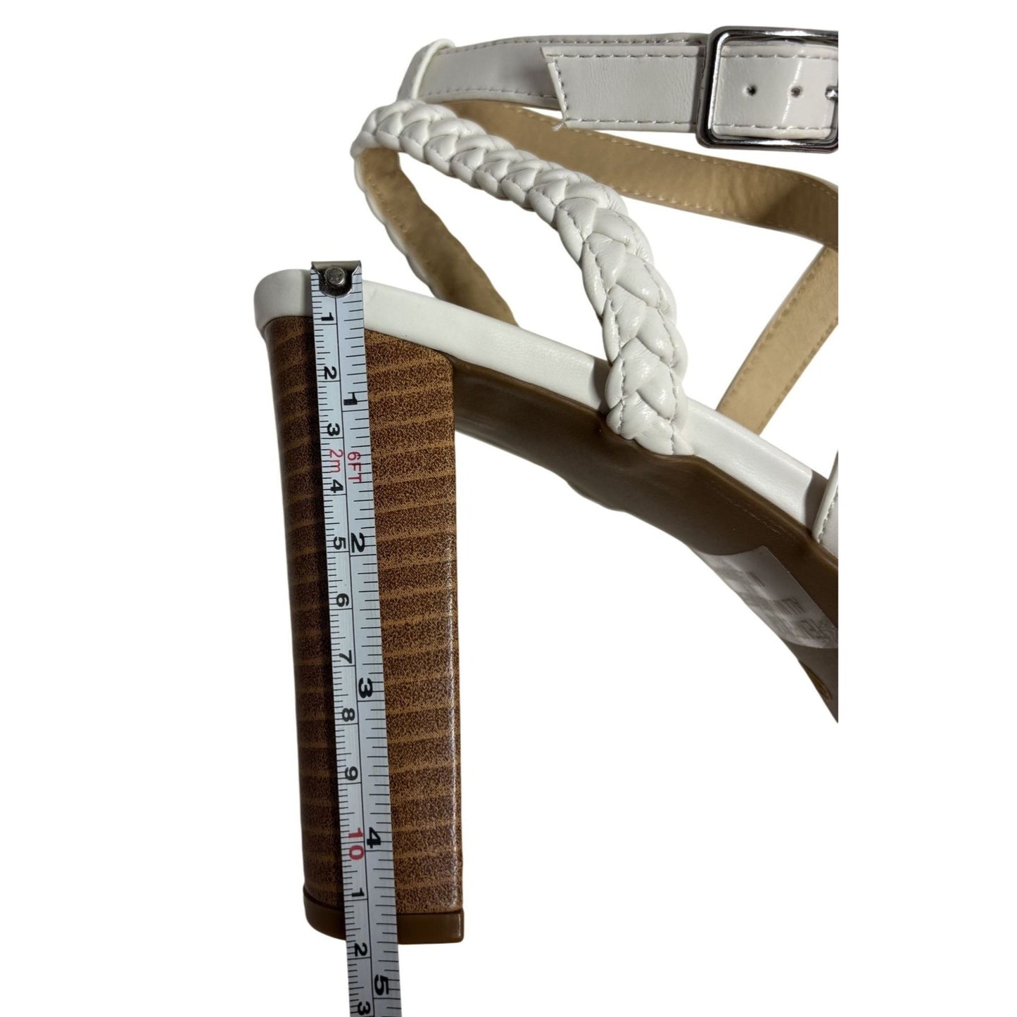 KAYLEEN / Tempest-8 / White / Platform / Block Heel / Sandals / With Braided Strap & Buckle SHOES BY FLOR
