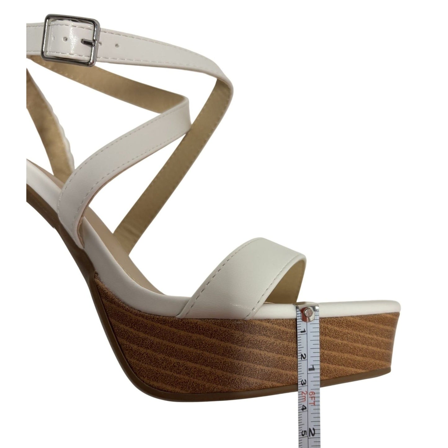 KAYLEEN / Tempest-8 / White / Platform / Block Heel / Sandals / With Braided Strap & Buckle SHOES BY FLOR