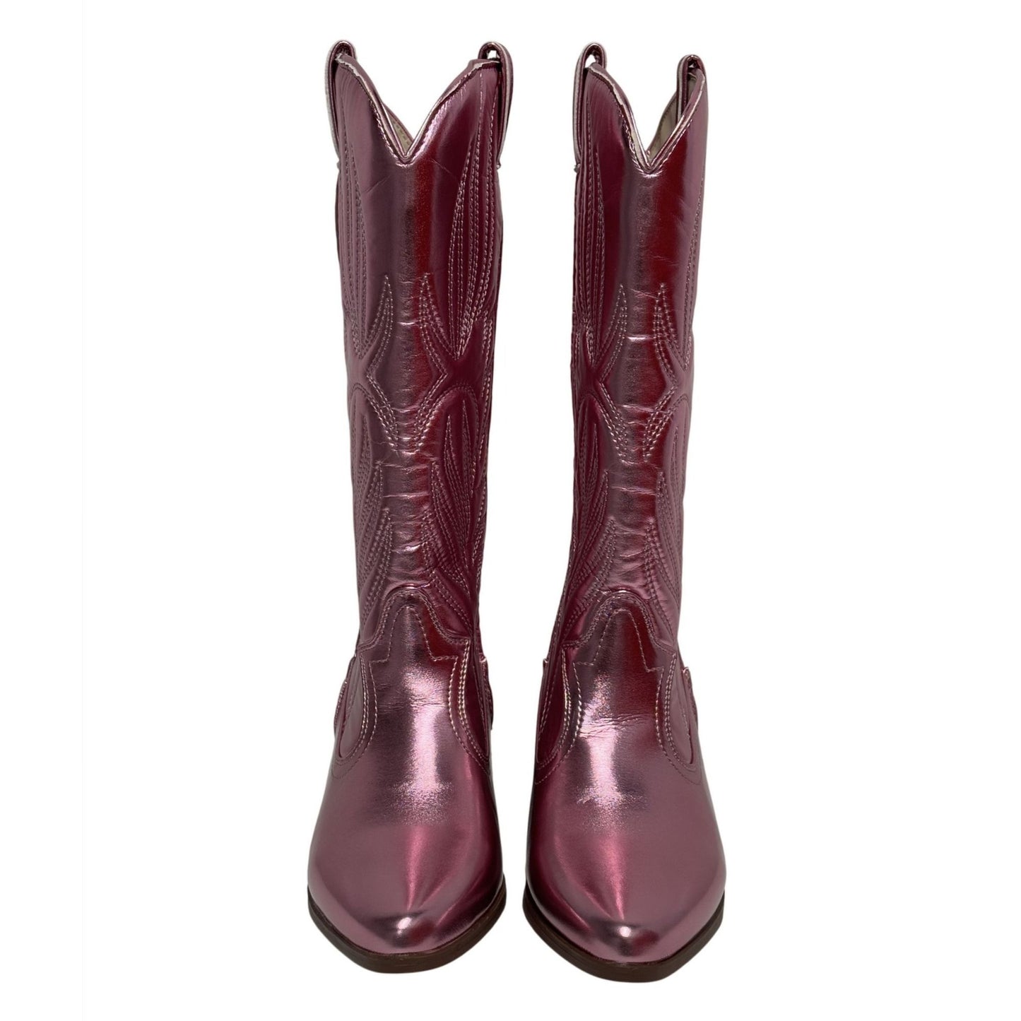 QUPID / Montana-73 / Pink Metallic / Chunky / Heel Western / Cowboy Boots / With Embroidery