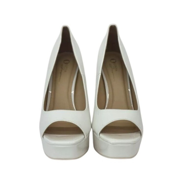OLIVIA FERGUSON / Cassandra / White Patent / Leather / Platform Peep-Toe Stiletto High Heels / Size 10 SHOES BY FLOR