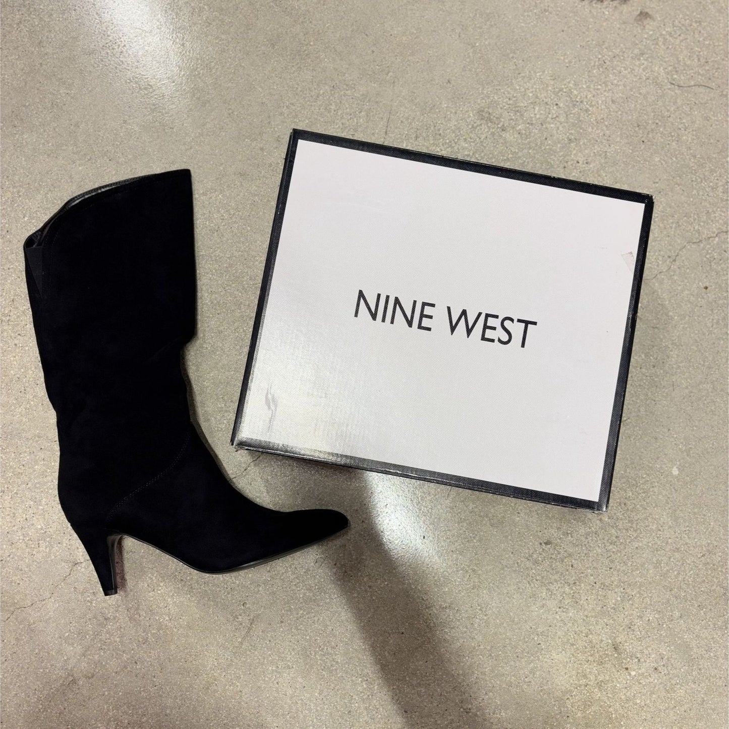 NINE WEST / Buyah-2 / Black / Suede / Below the Knee / Higth Heeled / Boots SHOES BY FLOR