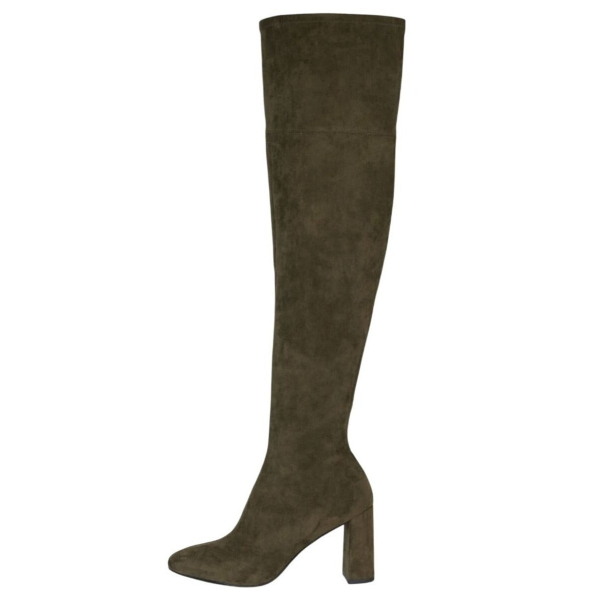 SHOES BY FLOR / Army JM / Olive Suede / Over The Knee / With Block Heel / Size 6 SHOES BY FLOR