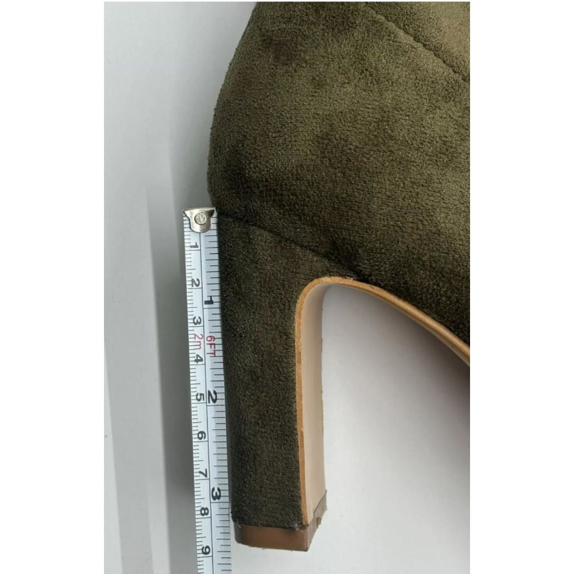 SHOES BY FLOR / Army JM / Olive Suede / Over The Knee / With Block Heel / Size 6 SHOES BY FLOR