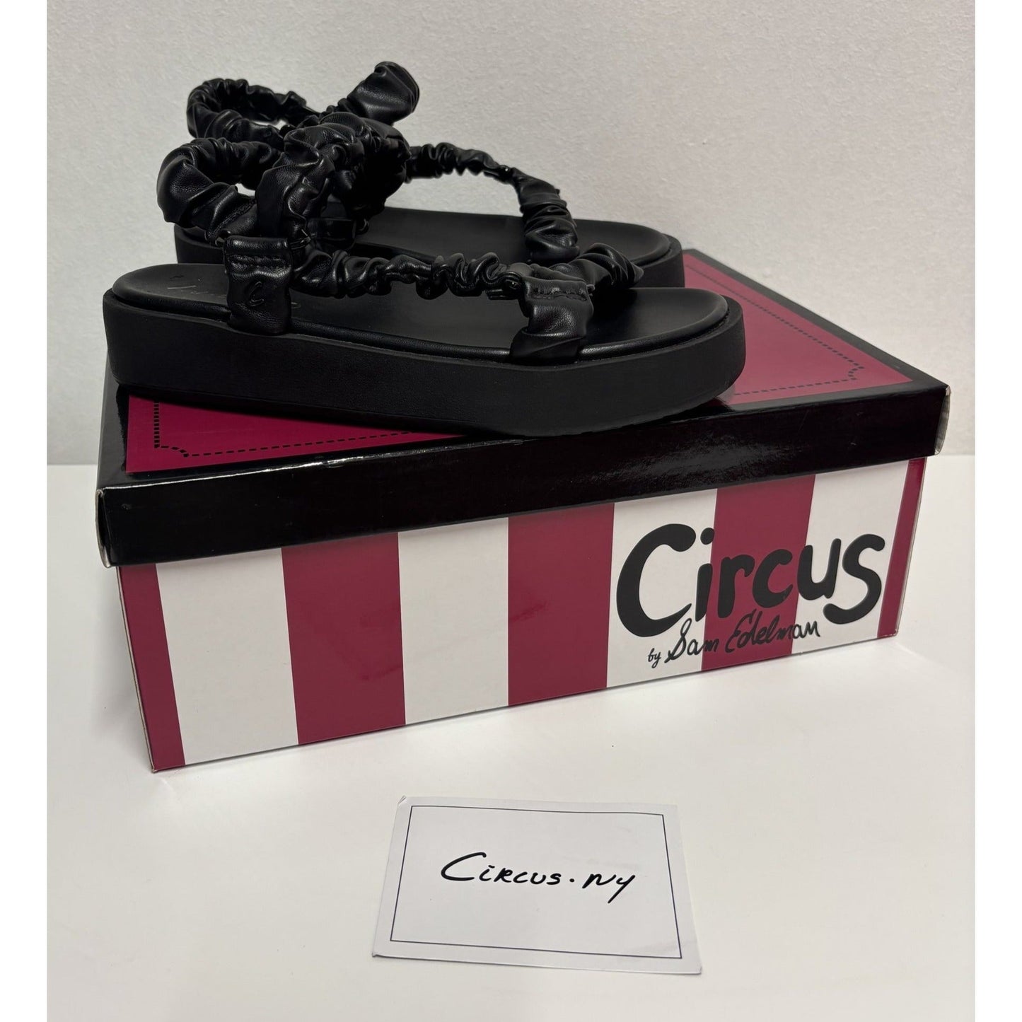 CIRCUS BY SAM EDELMAN / Harlene / Black / Scrunchie Strap / Platform / Sandals / Size 6.5 / (23.5cm) SHOES BY FLOR